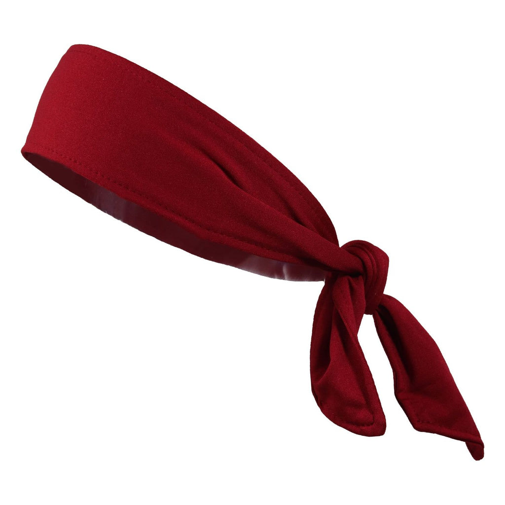 Tie Back Headband Moisture Wicking Athletic Sports Head Band Maroon