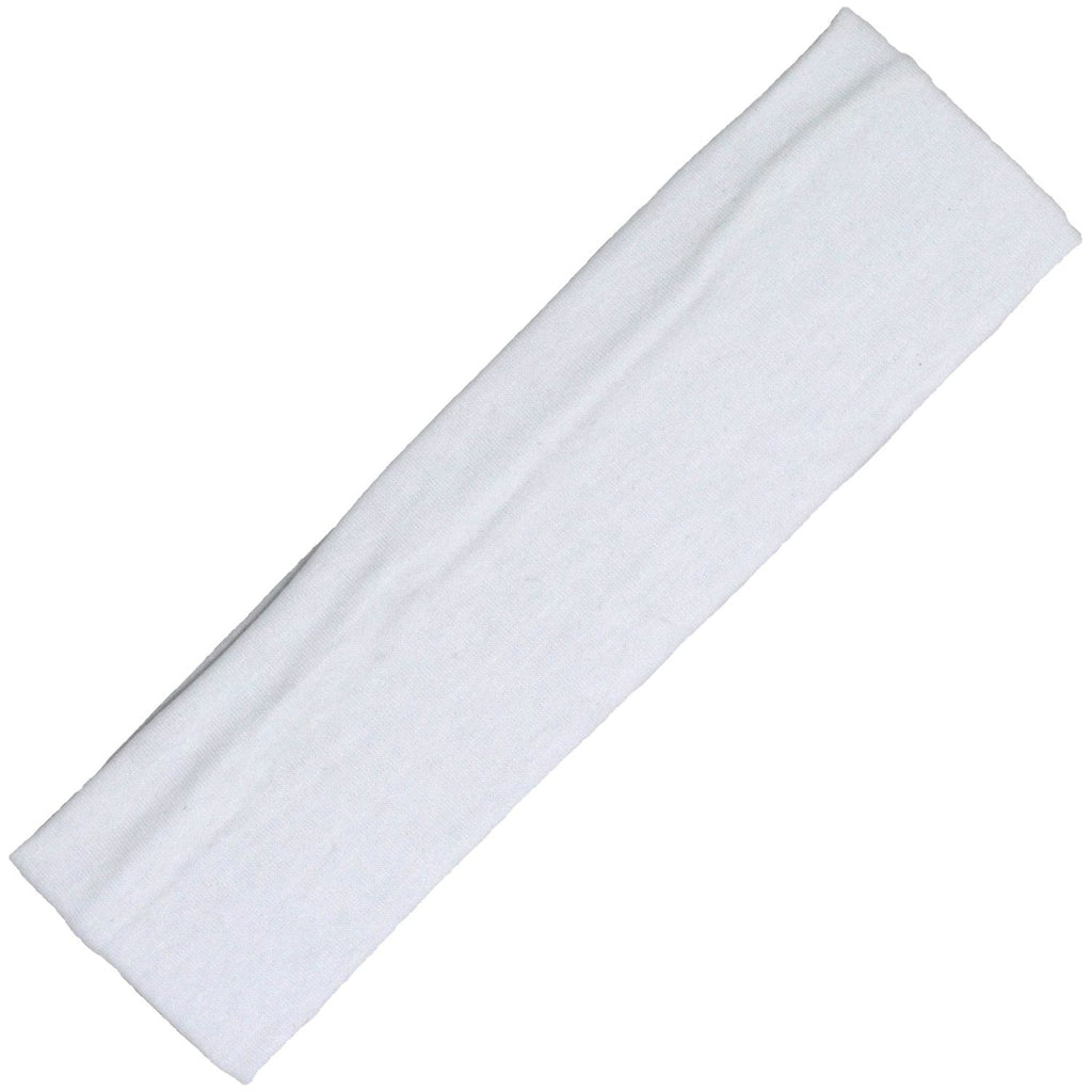 Cotton Headband Soft Stretch Headbands Sweat Absorbent Elastic Head Band White