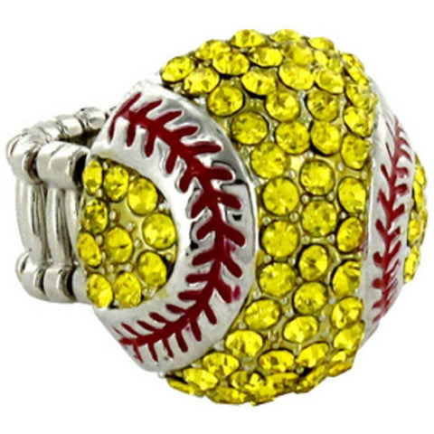 Softball Ring Crystal Rhinestone