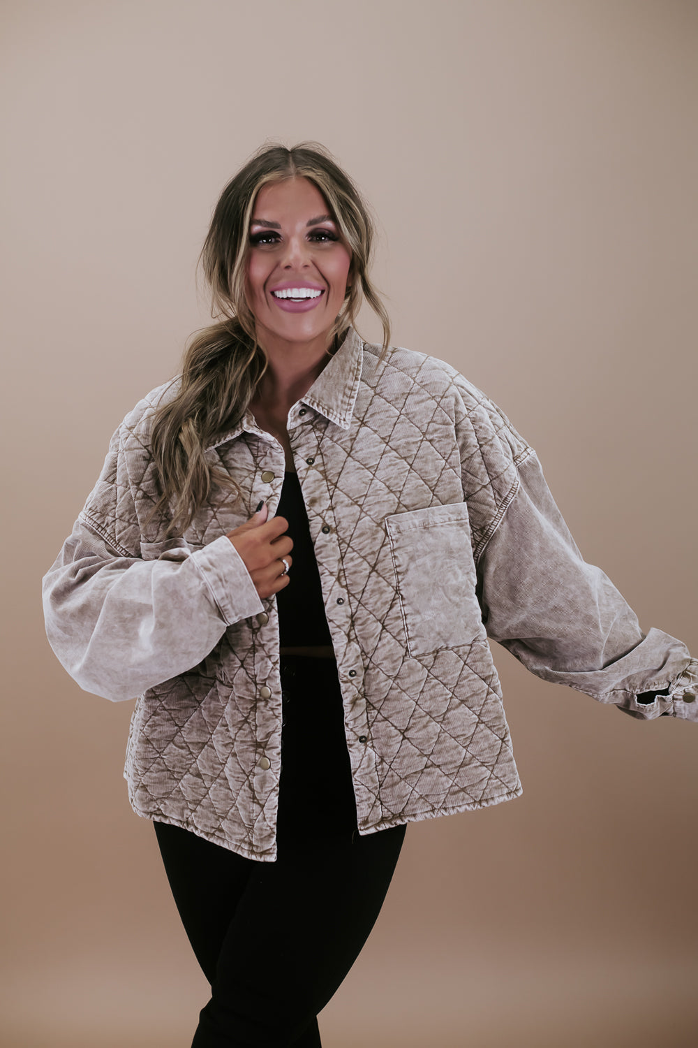 Mixed Checkered Print Corduroy Jacket, Mocha Brown – Everyday Chic 