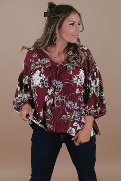 A Pure Stunner Blouse , burgundy