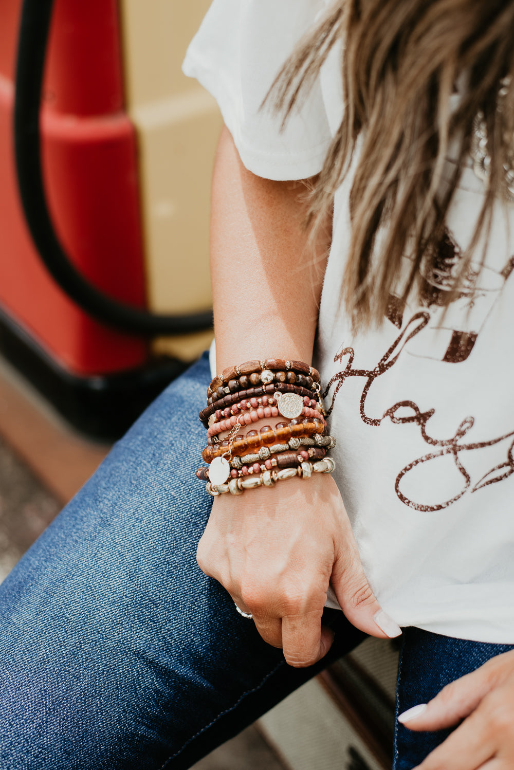 Chunky Boho Bracelet Stack, White – Everyday Chic Boutique