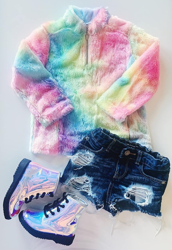 rainbow sherpa pullover