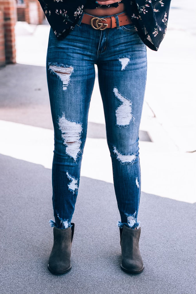 frayed ankle jeans