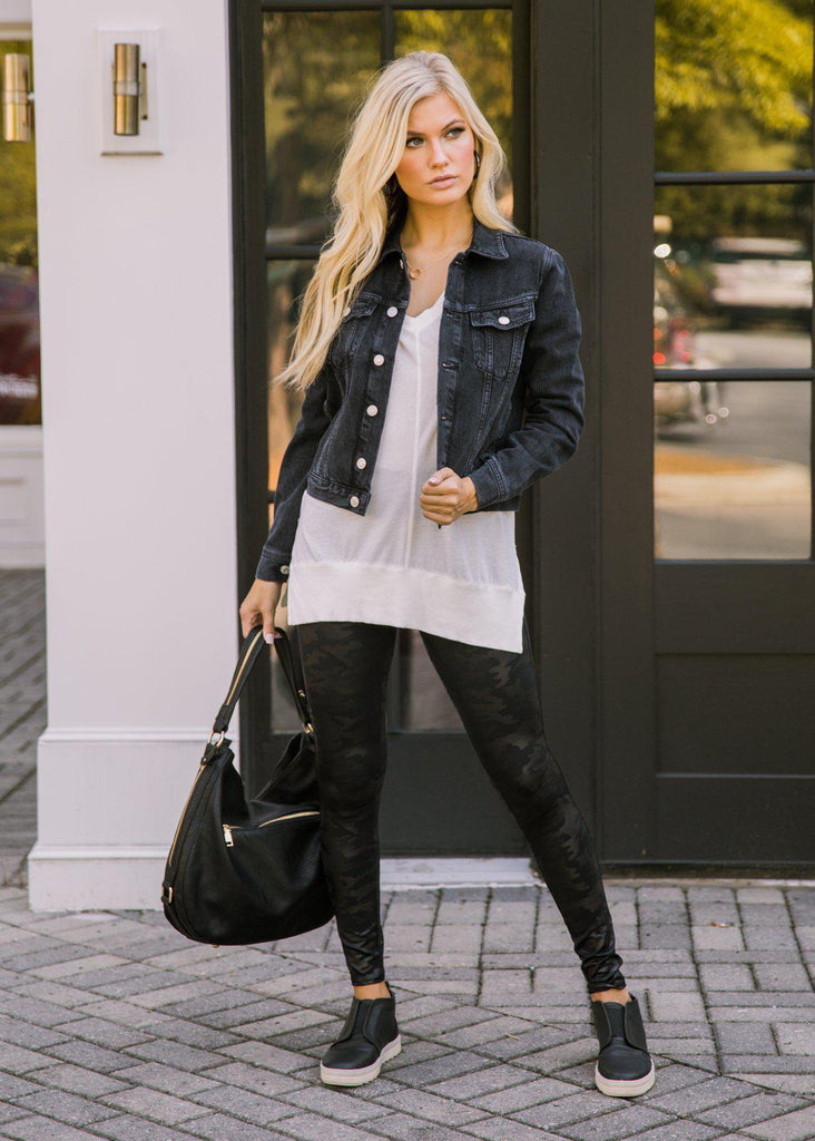 shoes with leather leggings