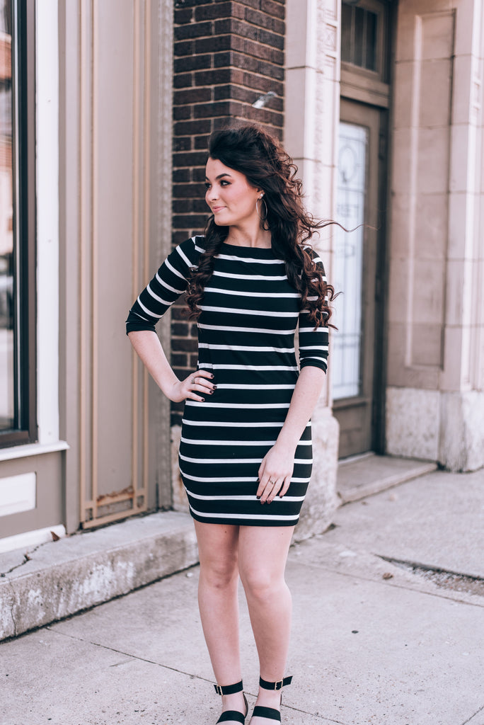 black n white striped dress