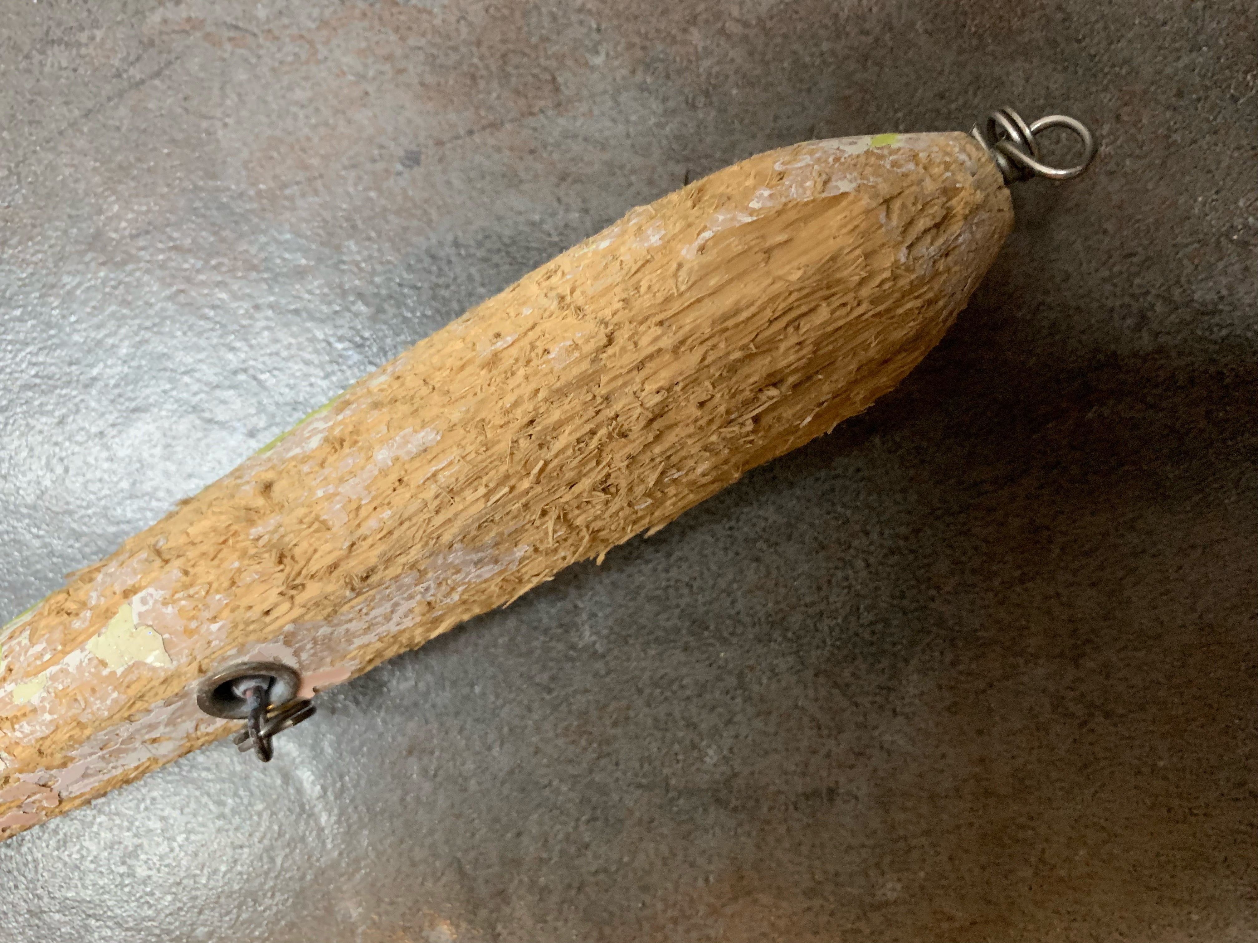 Closeup shot of a wooden fishing plug