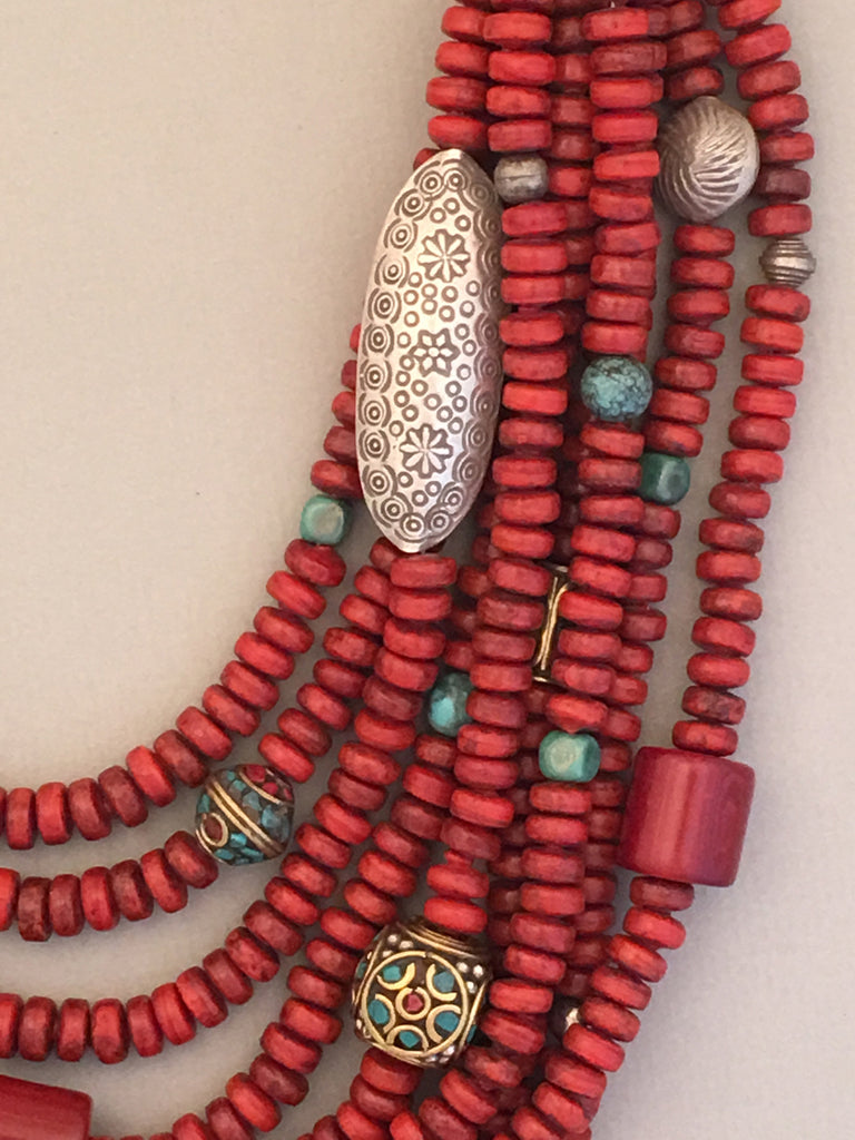 Multi-Strand Tibetan Glass and Silver Statement Necklace – Sharon ...