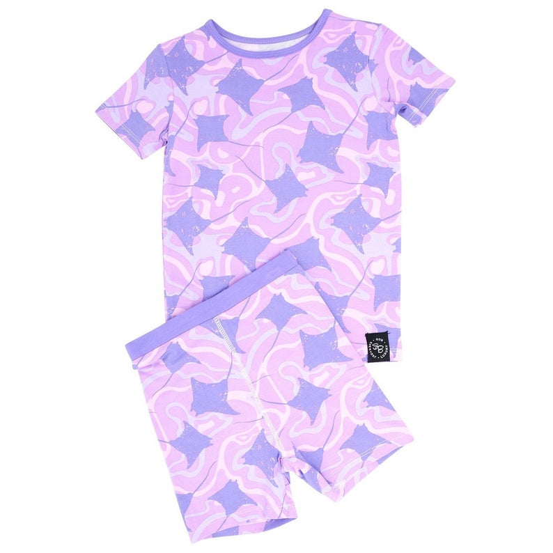 purple stingray bamboo short pajama set