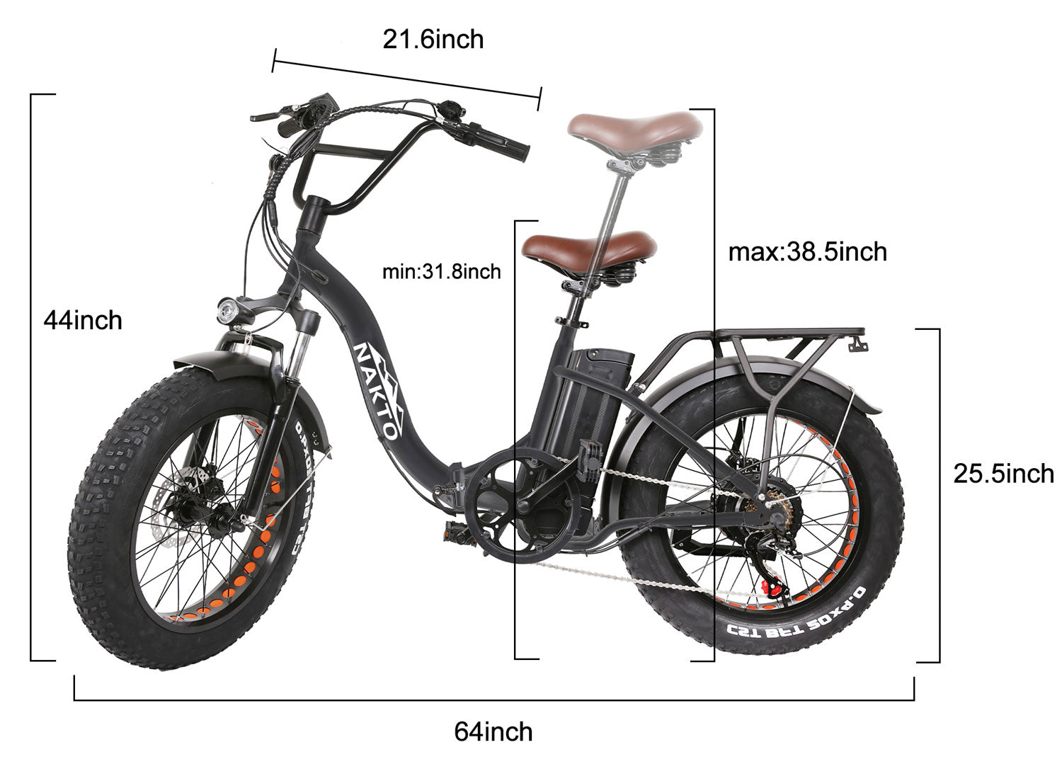 nakto ox steady electric bike measurements