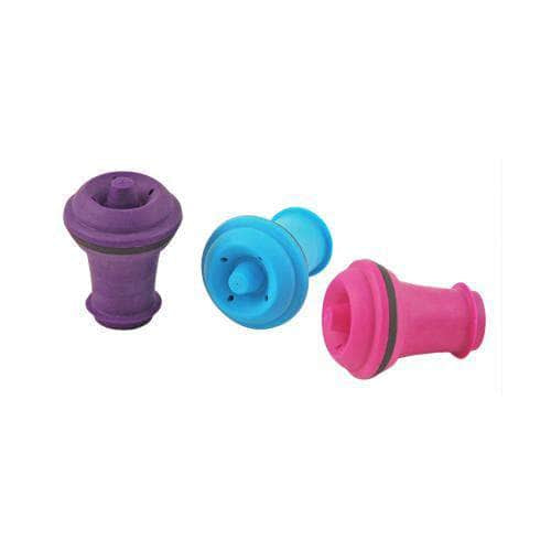 Silicone Wine Bottle Stopper Pourer - (White with Pink, Purple