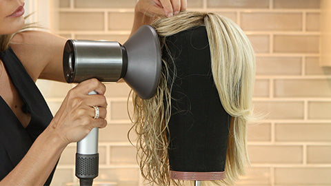 Diffusing hair with dyson