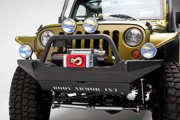 Body Armor JK-19531 Jeep Wrangler JK Front Bumper 2007-2019 Winch Ready  Full Width, With Hoop