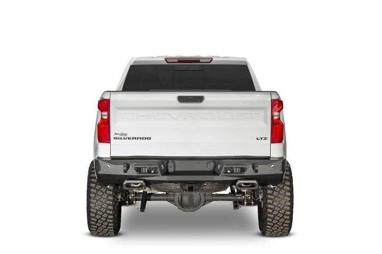 Add R441041280103 Chevy Silverado 1500 2019 Stealth Fighter Rear Bumper With Sensor Cutouts Exhaust Tips