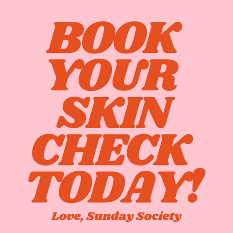 Book your skin check reminder in pink and red