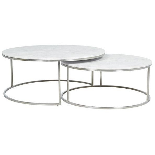 2 Nest Of Table Sets Round Coffee Table Simplistic End Table White Marble Decor Couch Bedside For Home Living Room Metal Base Nesting Gold Amazon Co Uk Kitchen Home