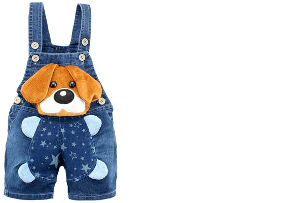 3D PUPPY BLUE JEAN OVERALLS