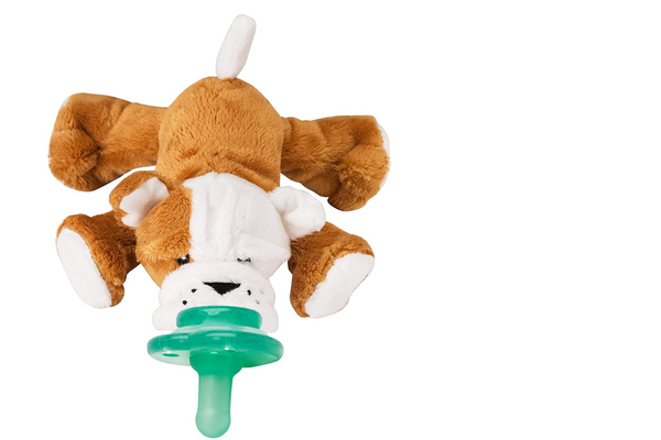 BARKLEY THE BULLDOG PACIFIER HOLDER WITH BUILT-IN RATTLE