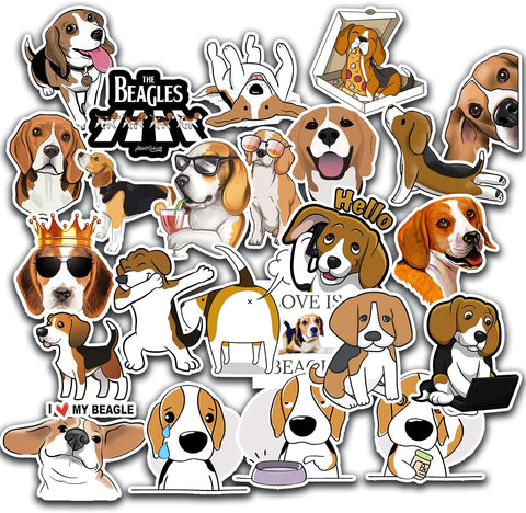 DJANGO DOG BLOG-Cute Beagle Stickers, 24 Pack