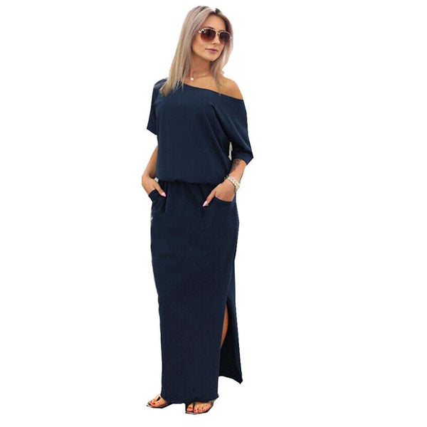 Emma™ Side Slit Maxi Dress - With Pockets – Sugar & Cotton