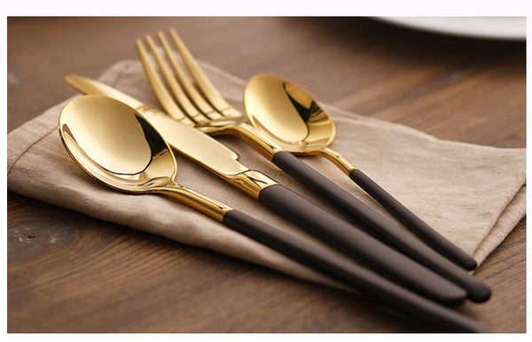 Featured image of post Black And Gold Flatware Set / Gold with red stick/white stick/black stick design: