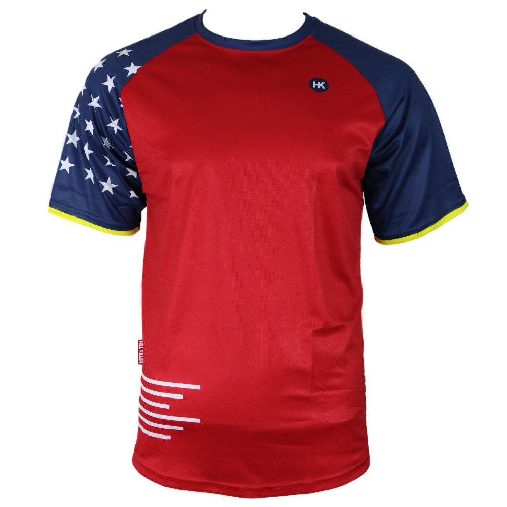 red white blue jersey