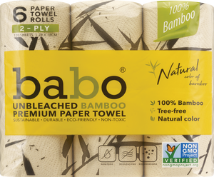 Babo Unbleached Bamboo Premium Paper Towels 6 rolls