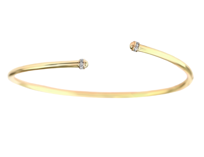 0.06ct Round Diamonds in 18K Yellow Gold Skinny Cuff Bracelet