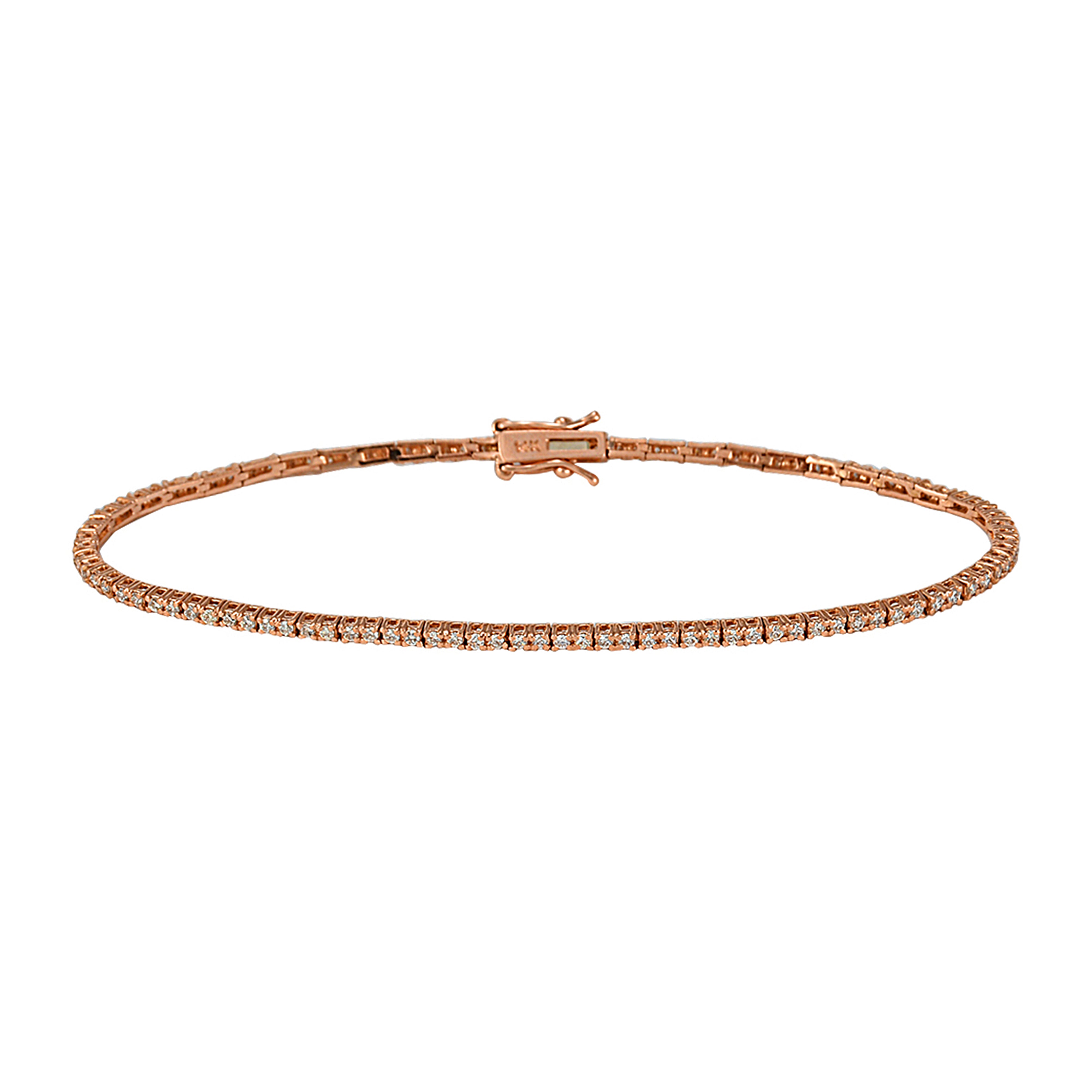 1.00 Diamonds in 14K Rose Gold Square Tennis Bracelet 7.25"