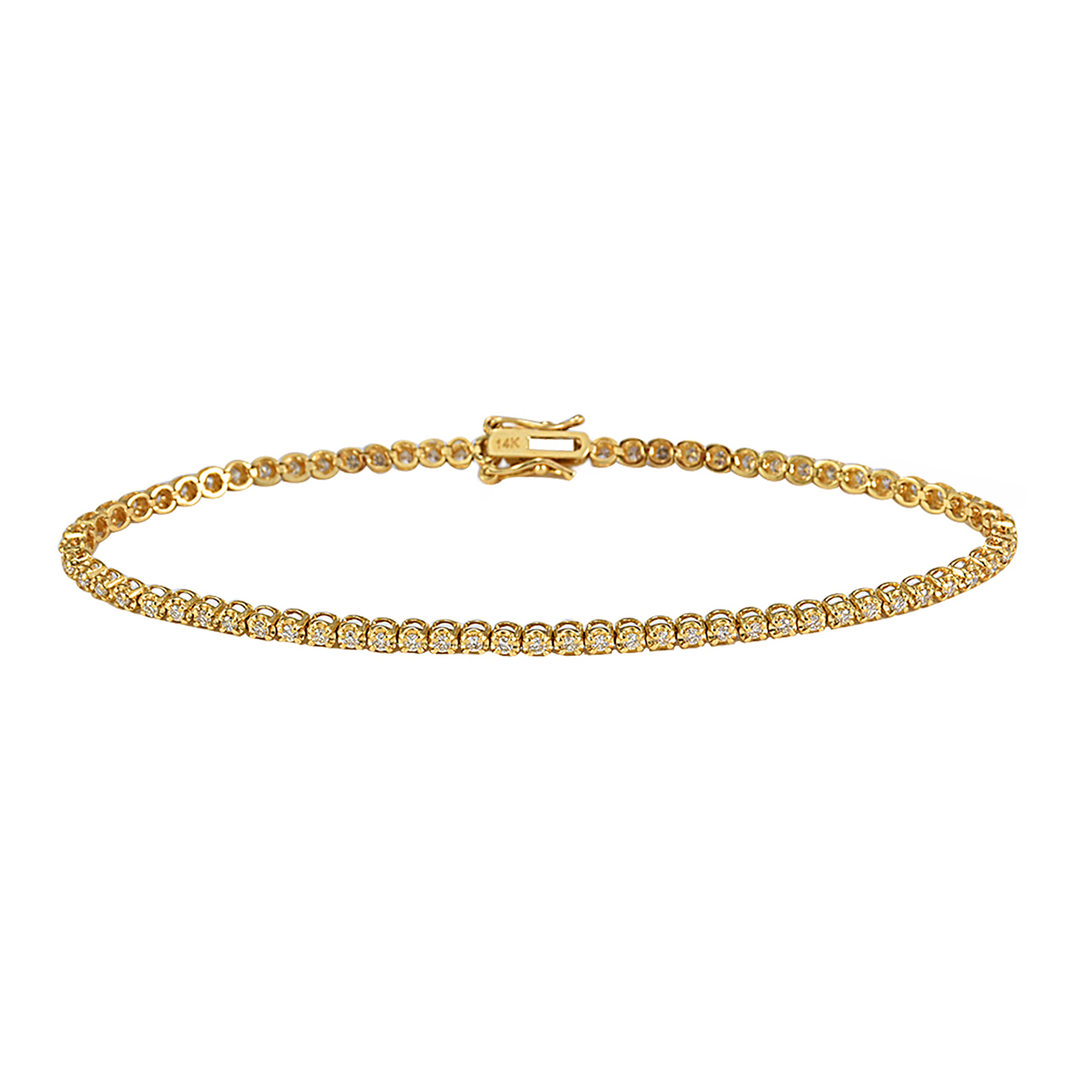 1.00 Diamonds in 14K Yellow Gold Round Tennis Bracelet 7.25"