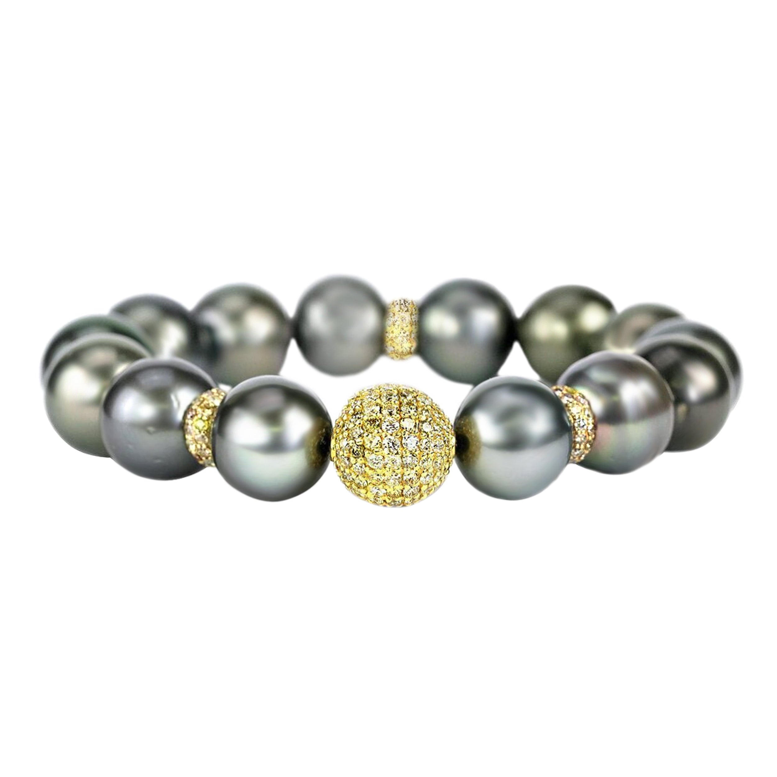 3ct Natural Diamonds in Tahitian Black Pearl Stretch Bracelet