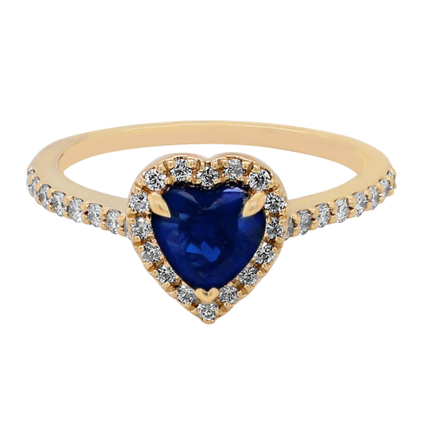 1.22tcw Heart Shape Sapphire with Diamonds in 14K Yellow Gold Halo Ring