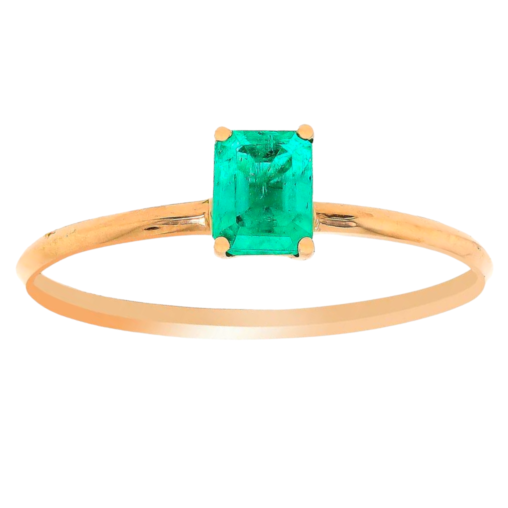 0.43ct Zambian Emerald in 14K Rose Gold Skinny Solitaire Ring