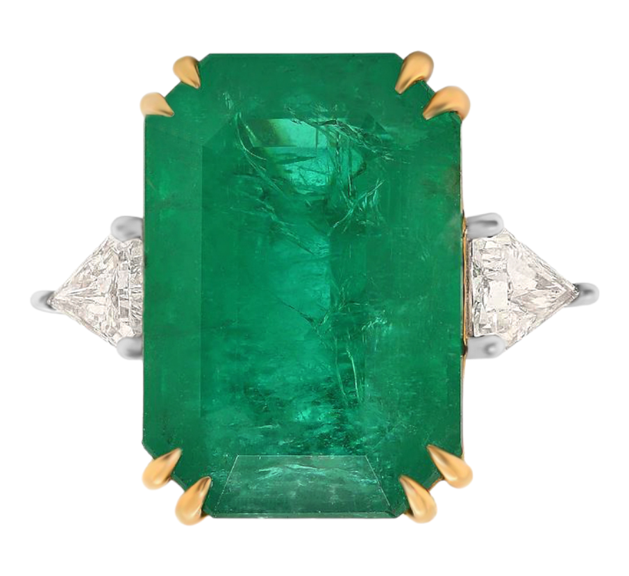 18.91tcw Zambian Emerald with Diamonds in 18K Two-Tone Gold Cock
