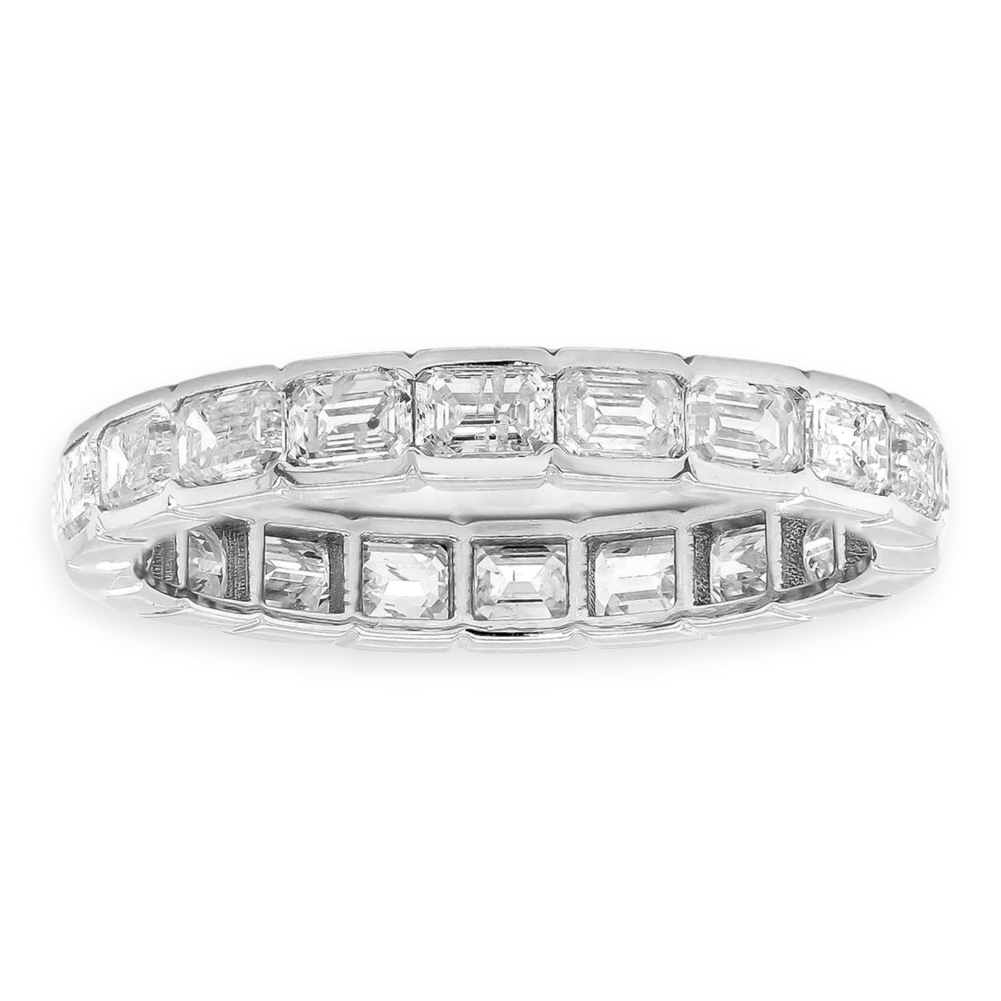 1.95tcw Emerald-Cut Diamonds in 18K White Gold Full Eternity Wedding Band