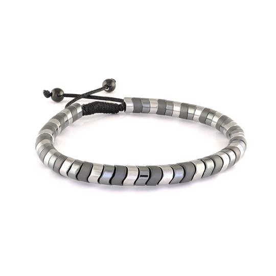 316L Stainless Steel Black Ion Plated Hematite Capri Bead Bracelet