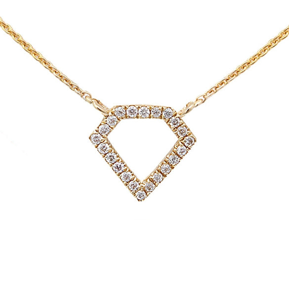 0.06ct Pav茅 Diamonds in 14K Gold Diamond Shape Pendant Necklace