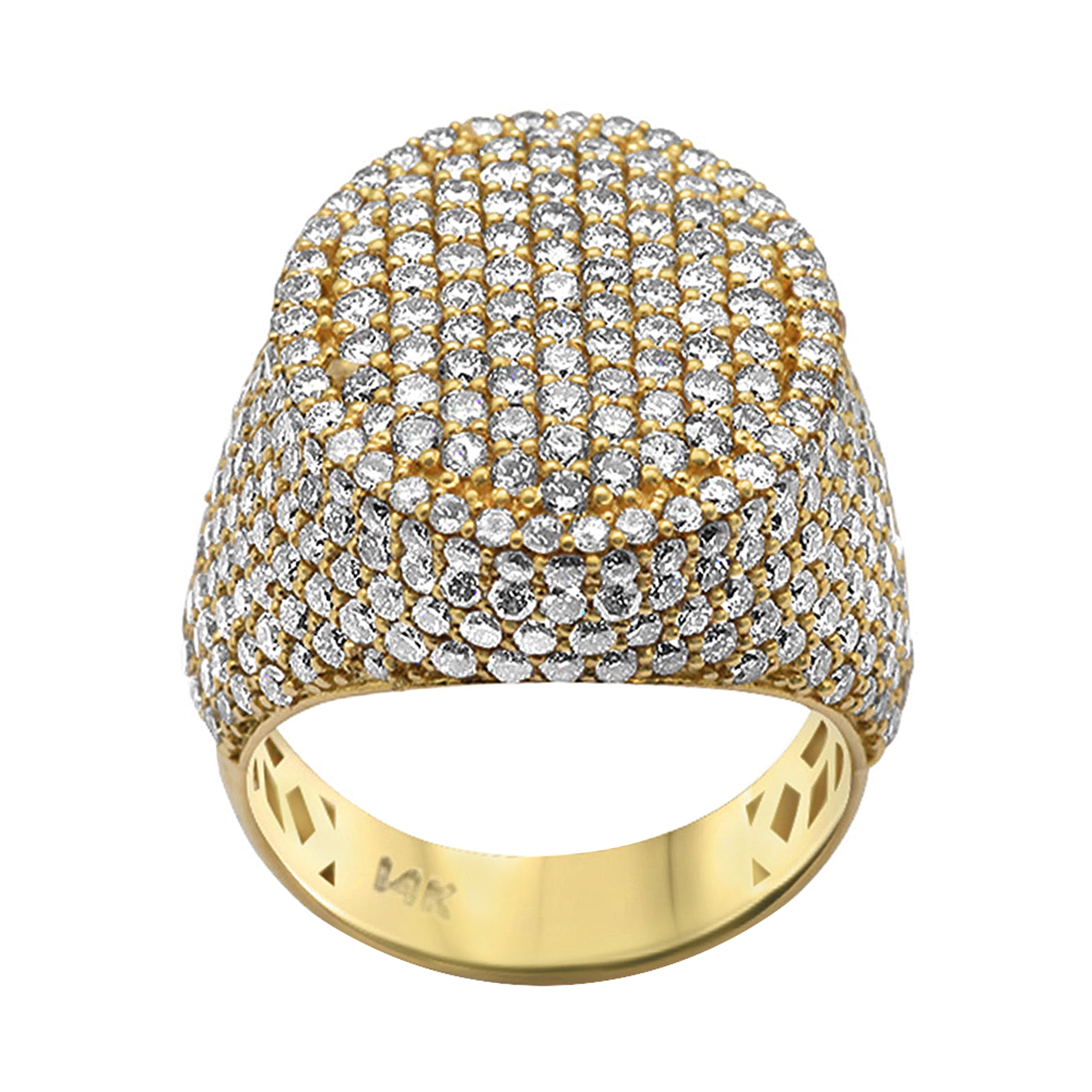 6.72ct Pav茅 Round Diamonds in 14K Gold Men's Signet Ring