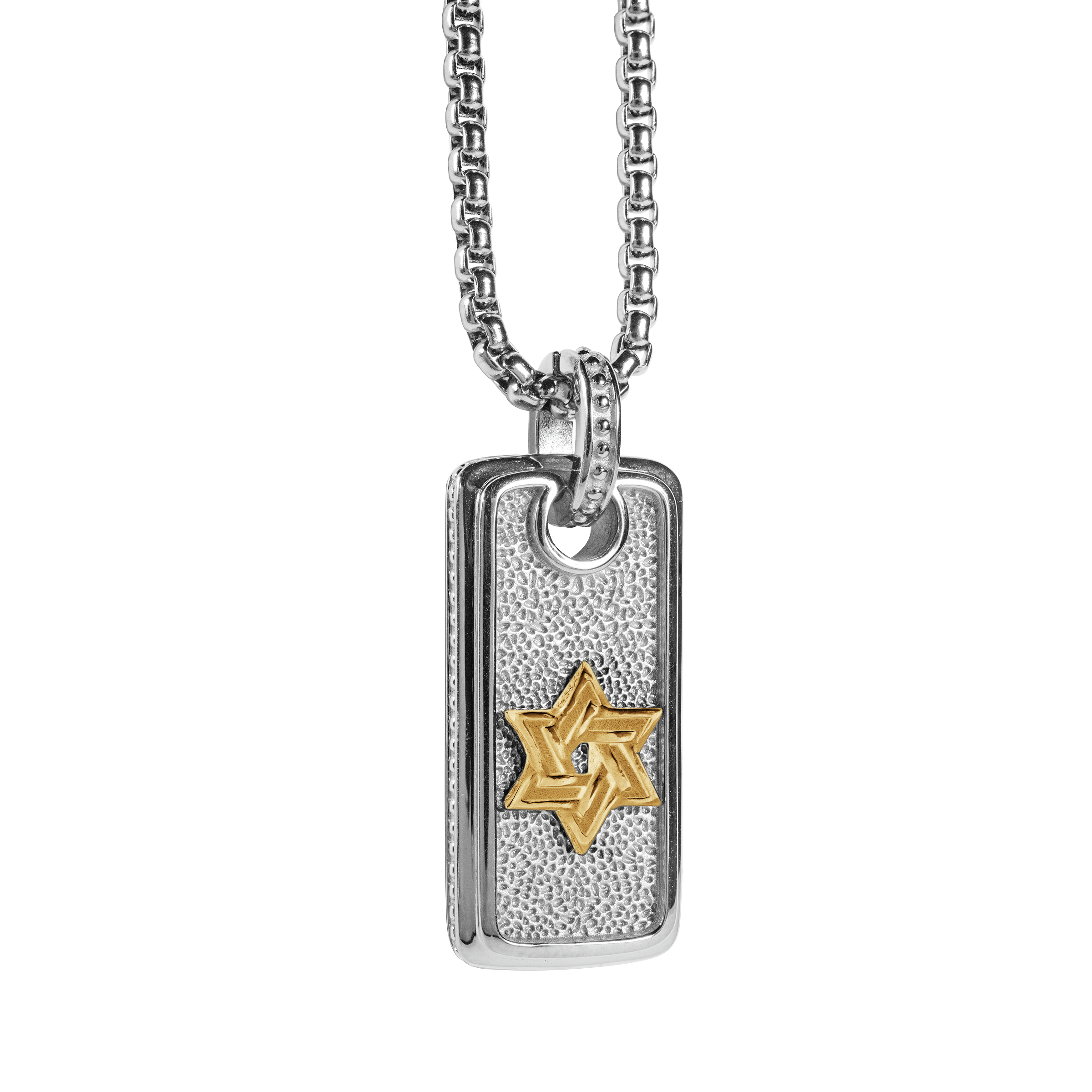 316L Stainless Steel Star of David Dog Tag Pendant Necklace 22"