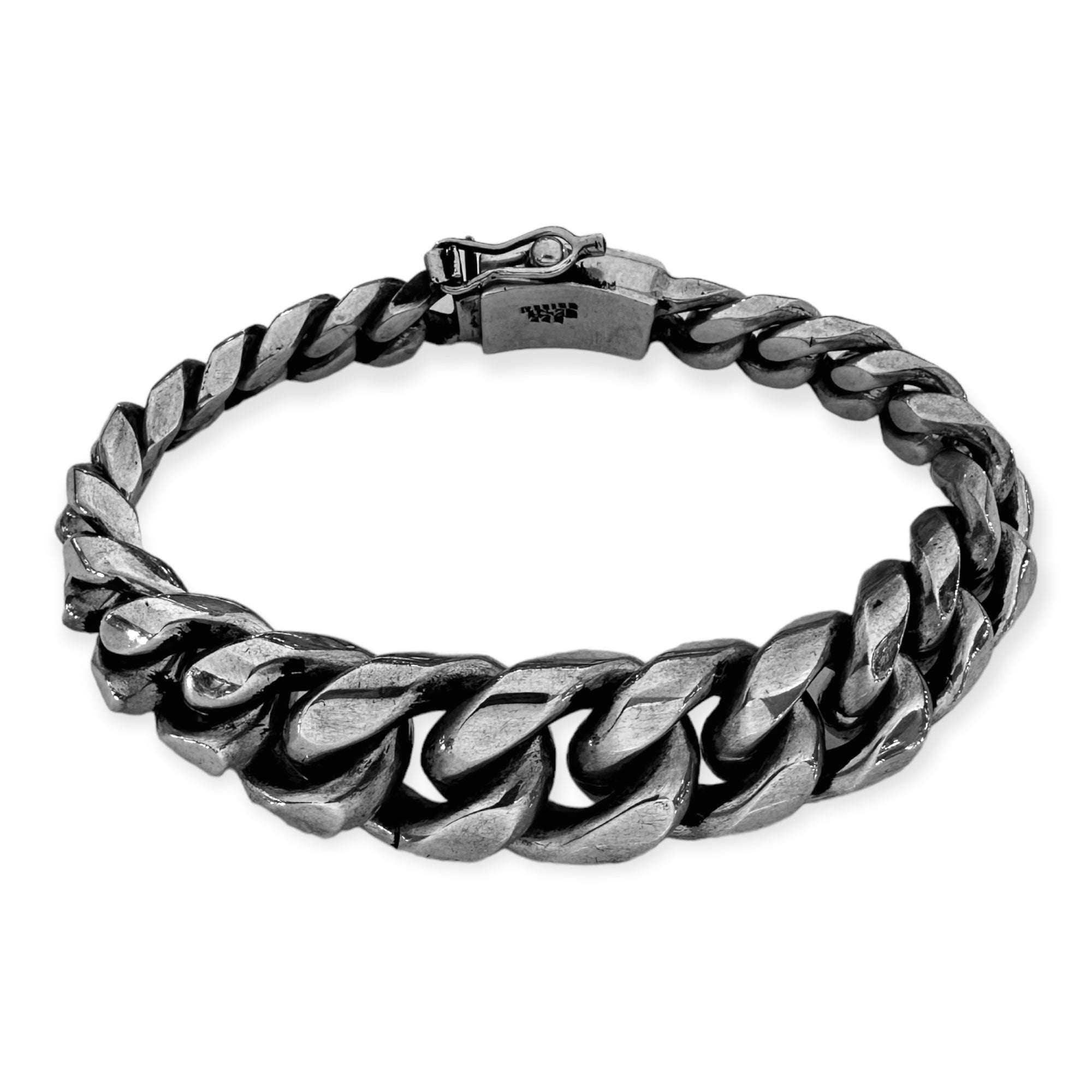 925 Sterling Silver Graduated Heavy Cuban Curb Link Bracelet 9.5鈥