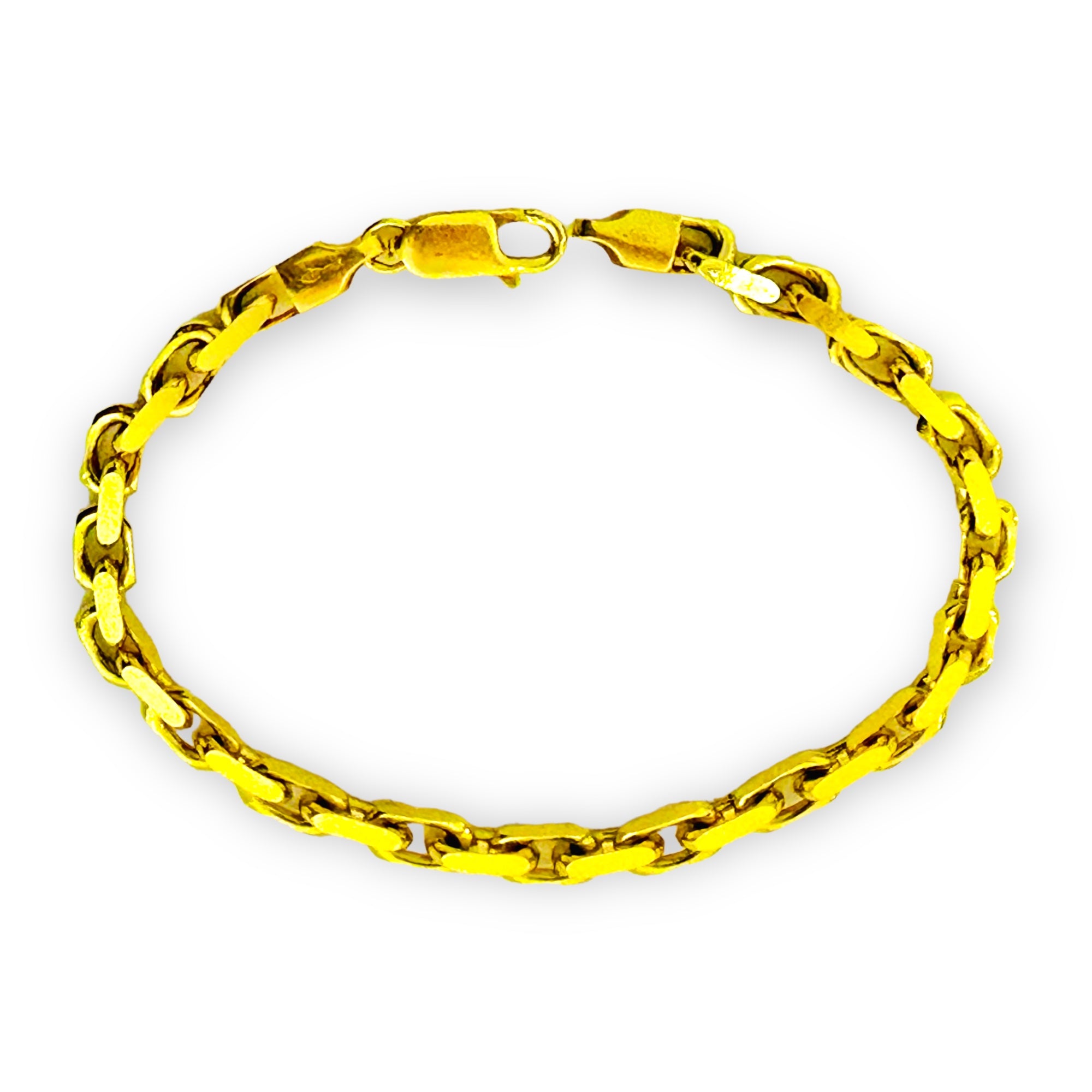 14K Yellow Gold Trendy Anchor Chain Link Bracelet