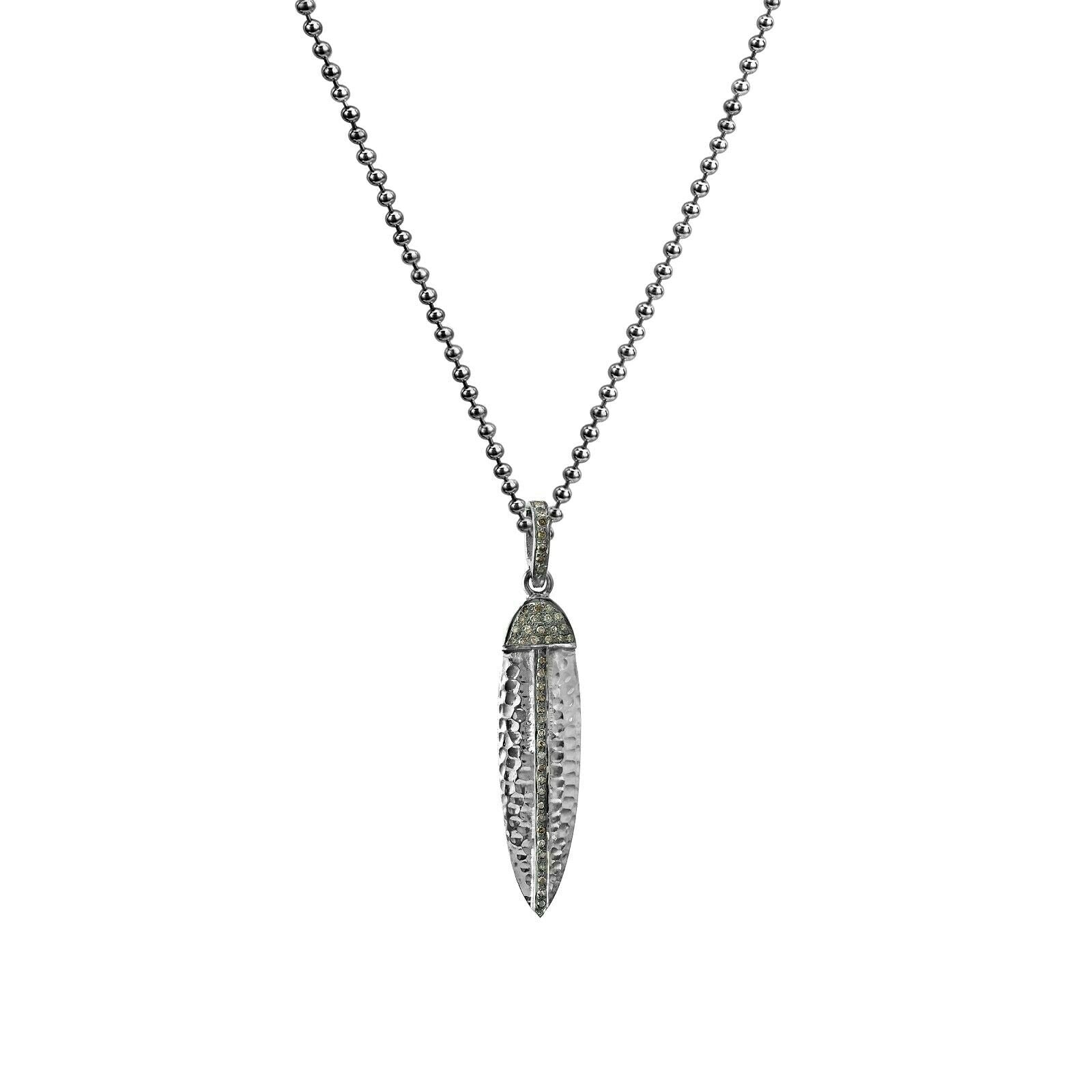 0.32ct Diamonds in 925 Black Rhodium Sterling Silver Dagger Pendant Necklace