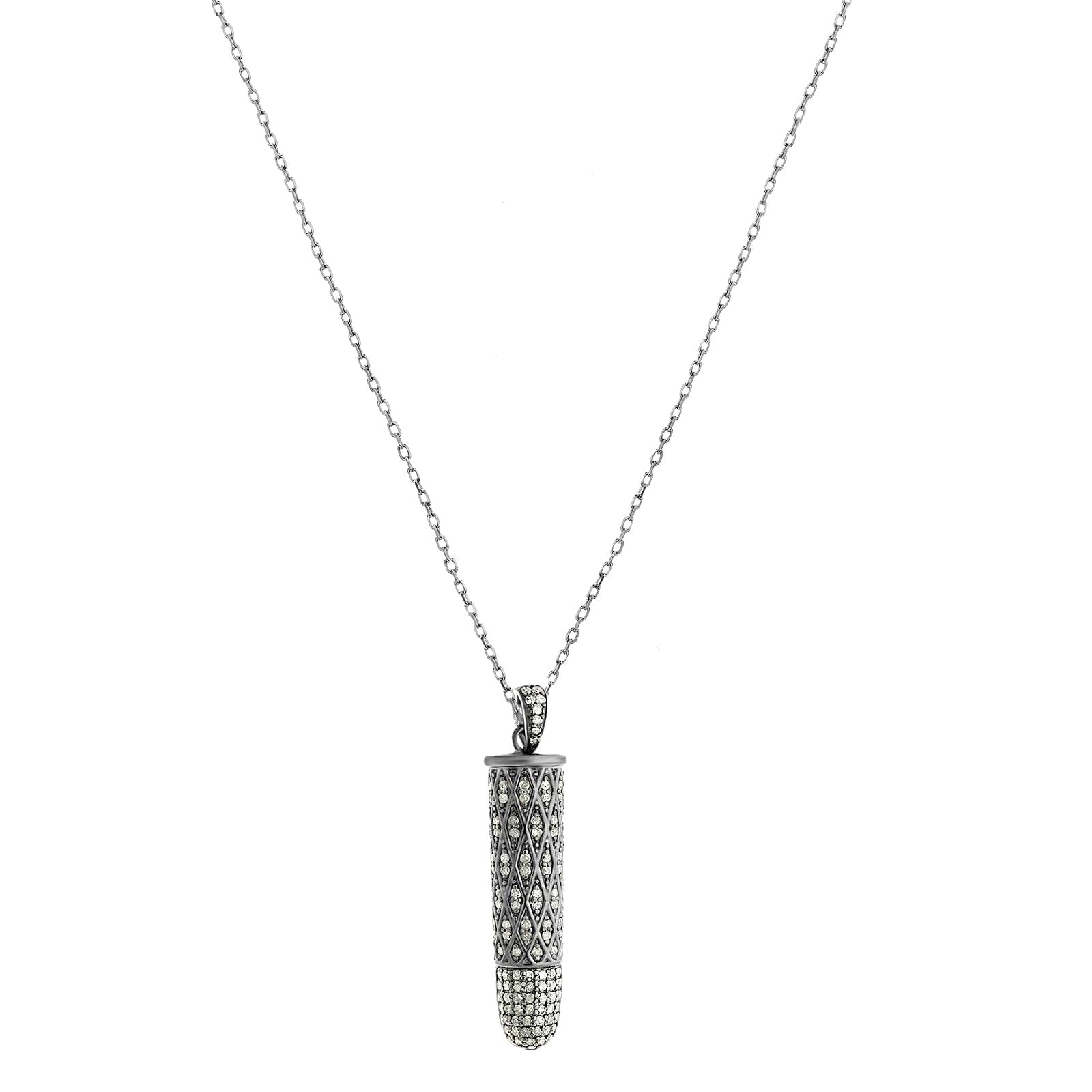 2.51ct Diamonds in 925 Black Rhodium Sterling Bullet Pendant Necklace