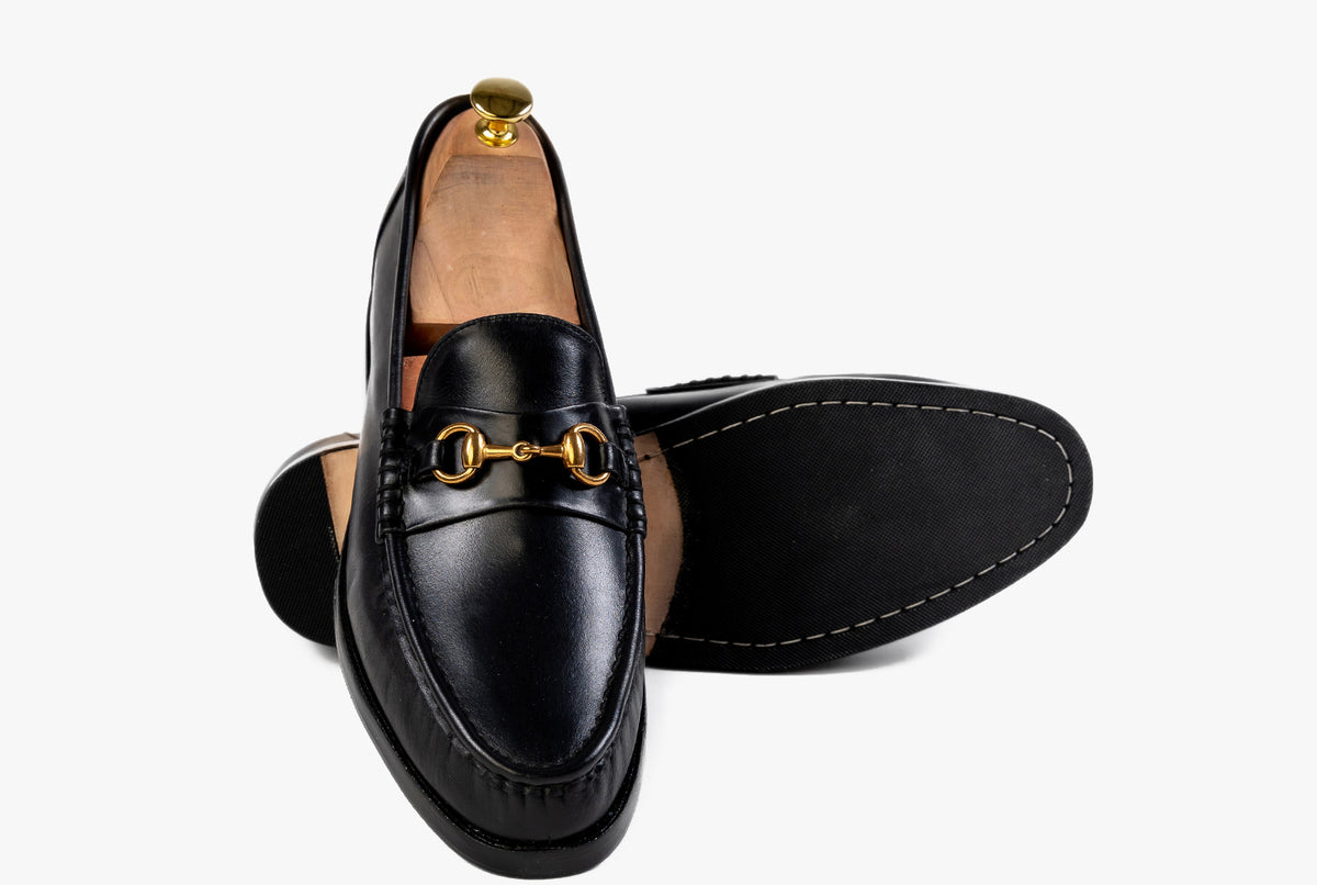 Men's Grand Horsebit Loafers in Black Noir - Marquina Shoemaker