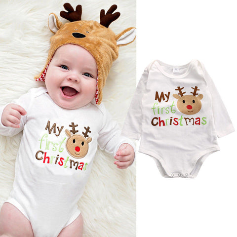 my first christmas baby romper