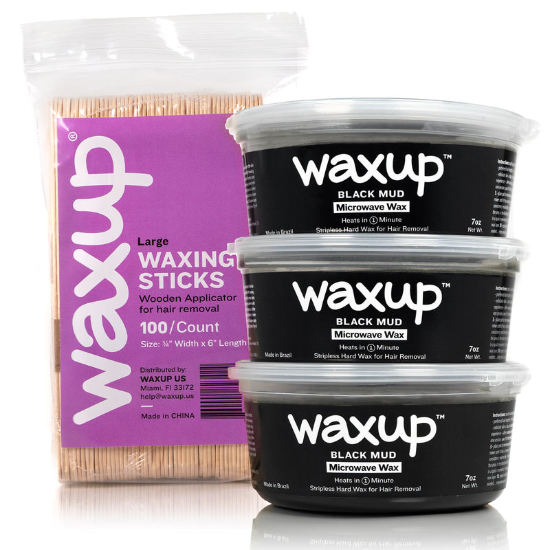 waxup Kit, Black Mud, 3 Pots of Ounces with 100 W – Best Beauty Solution