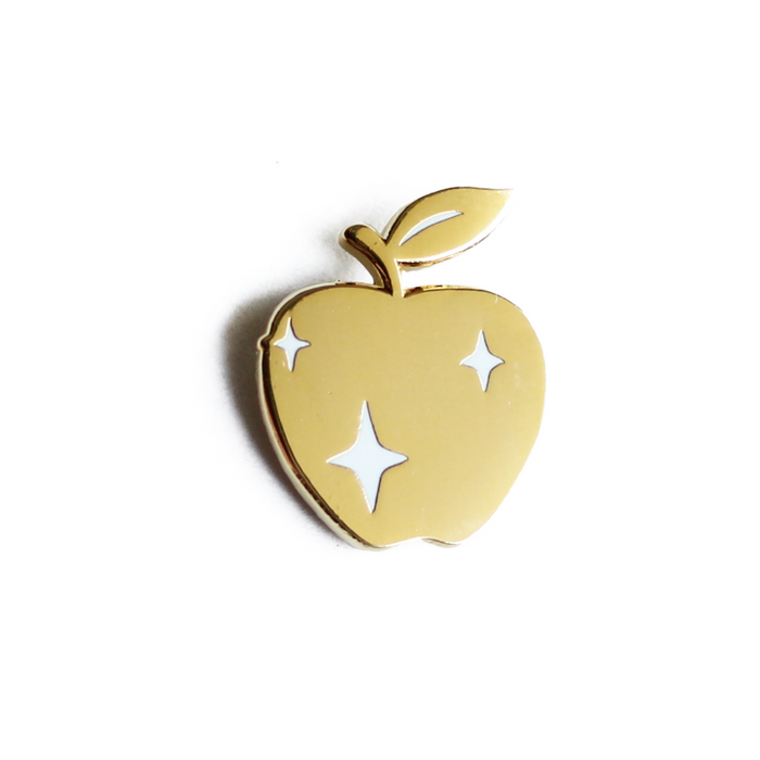 Golden Apple Enamel Pin Shiny Apple Studio