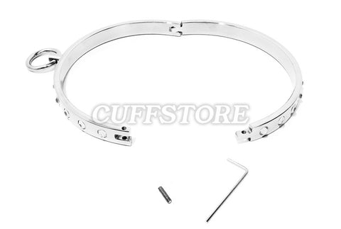 Stainless Steel Single Ring White Crystal Bondage Collar 2033-WC ...