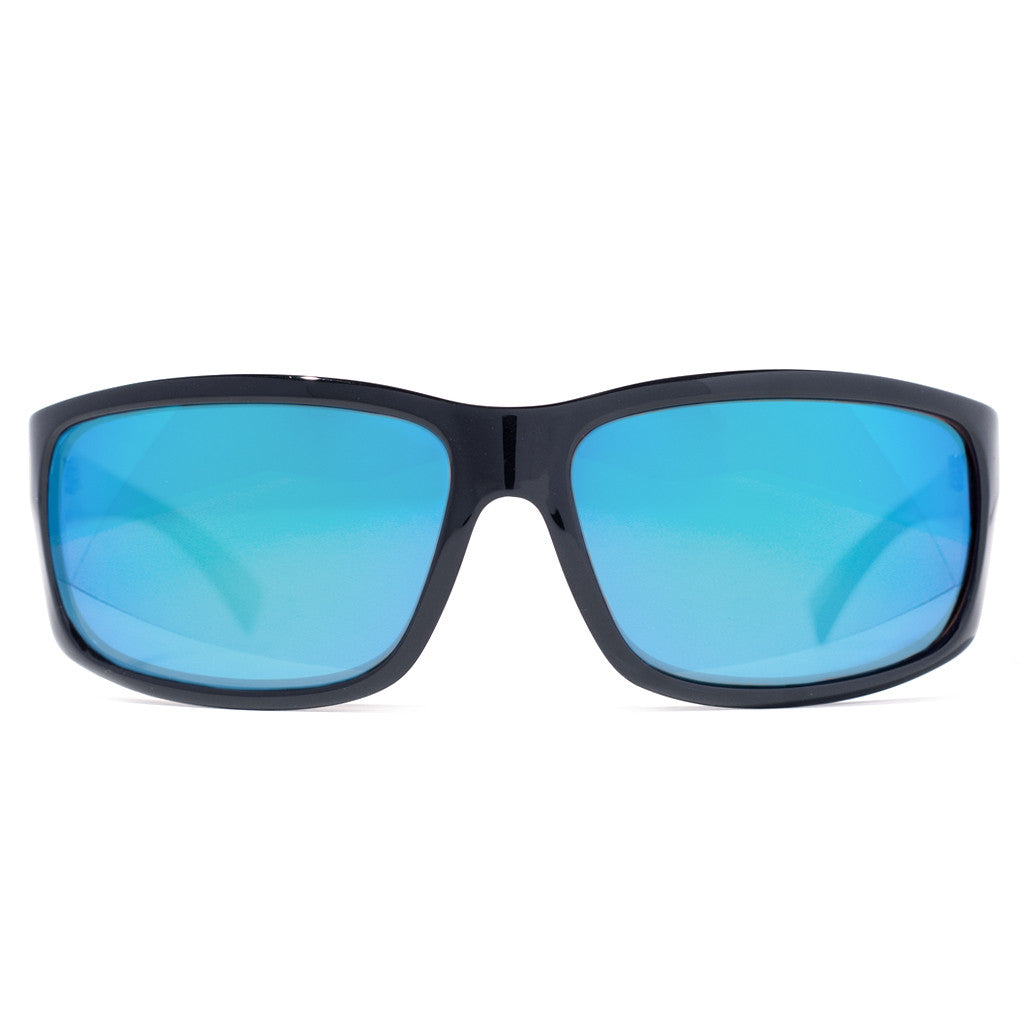 Sea Level: Gloss Black Sunglass Frame with Blue Mirror Polarized Lens ...
