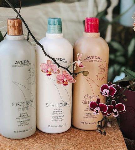 Aveda’s signature rosemary mint, shampure™ and cherry almond